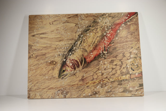Trout Tracks Art - #16 - Brook Trout - Wood Painting