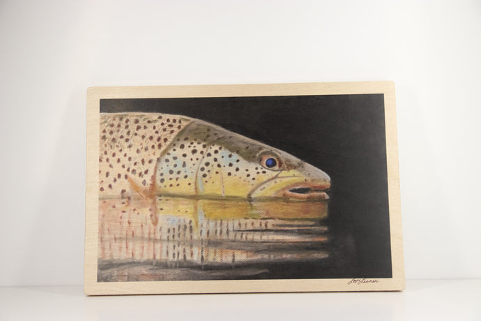 Trout Tracks Art - #17 - Brown Reflection - Wood Painting