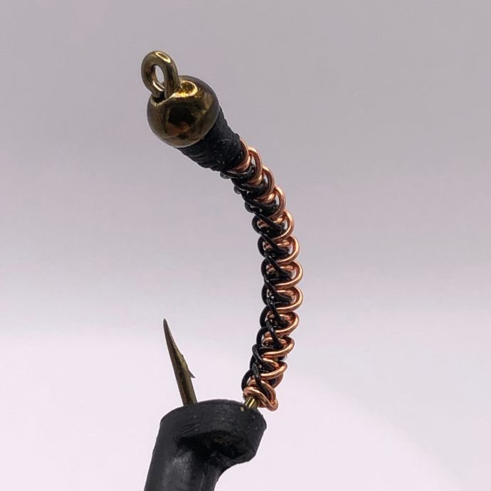 Beadhead Braided Wire Worm - COPPER/BLACK - Hook Size #8