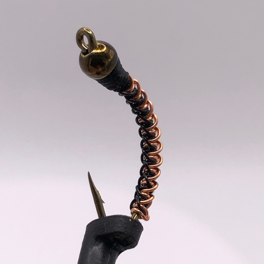 Beadhead Braided Wire Worm - COPPER/BLACK - Hook Size