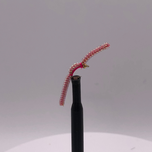 Beadhead Sparkle Squirmy Worm - PINK - Hook Size