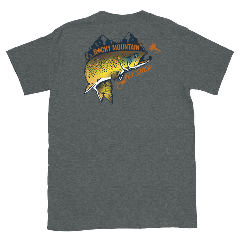 Load image into Gallery viewer, Rocky Mountain Fly Shop - Rocky Mountain &amp; Logo Soft Short-Sleeve Unisex T-Shirt
