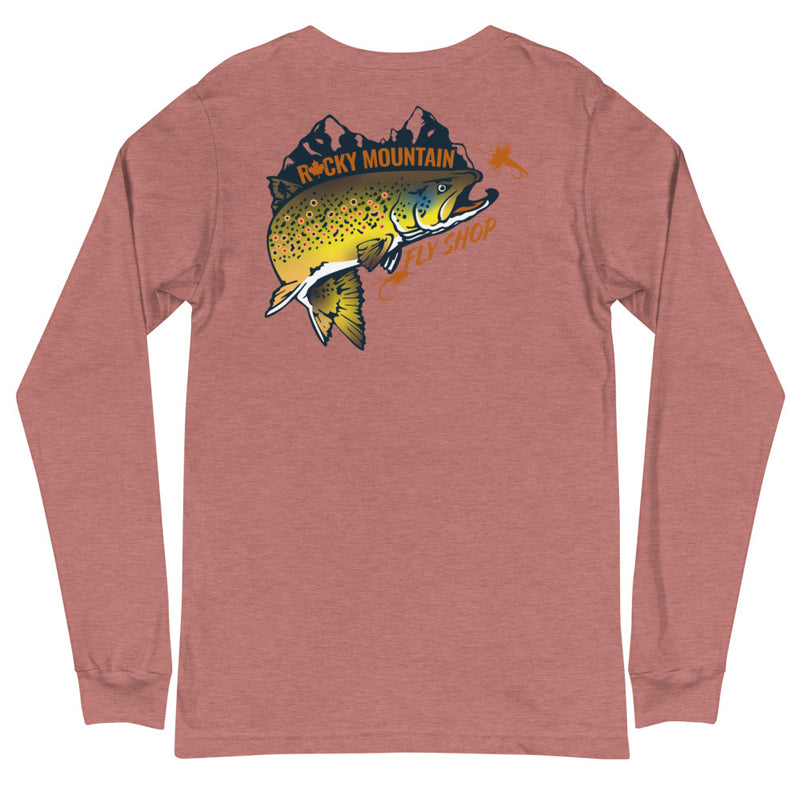 Load image into Gallery viewer, Rocky Mountain Fly Shop - Rocky Mountain &amp; Logo Unisex Long Sleeve Tee
