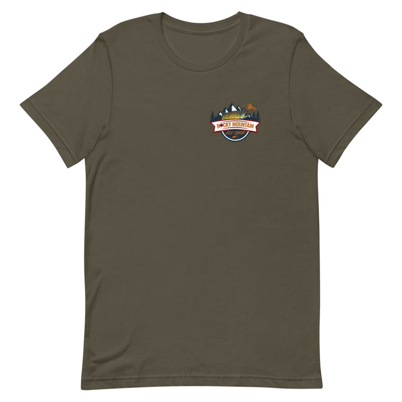 Load image into Gallery viewer, Rocky Mountain Fly Shop - Squatchy Brown Trout Short-Sleeve Unisex T-Shirt
