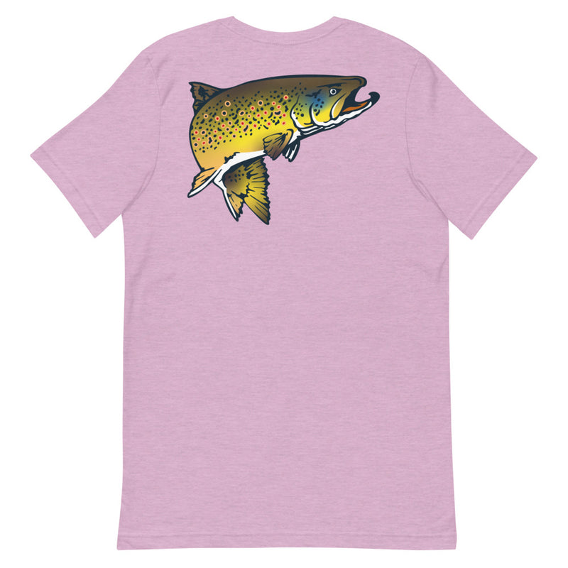 Load image into Gallery viewer, Rocky Mountain Fly Shop - Squatchy Brown Trout Short-Sleeve Unisex T-Shirt
